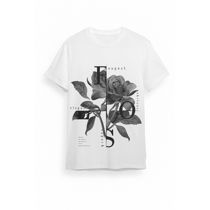 AAVARAN Rose Back Print Oversized T-Shirt – 100% Cotton (Black & White)